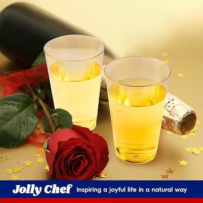 JOLLY CHEF 16 oz Clear Disposable Plastic Cups, 100 Pack Heavy-duty Plastic Cups Tumblers,Perfect for for Halloween, Christmas, and Thanksgiving Parties