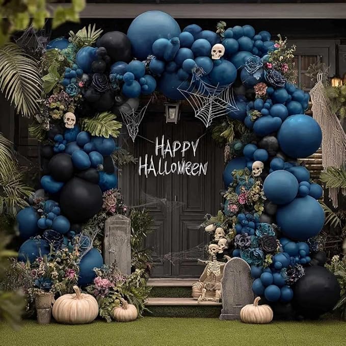 Dusty Blue Balloons Different Sizes Double Stuffed Dark Slate Blue Balloon Garland Arch Kit for Baby Shower Birthday Bridal Fall Halloween Party Decoration