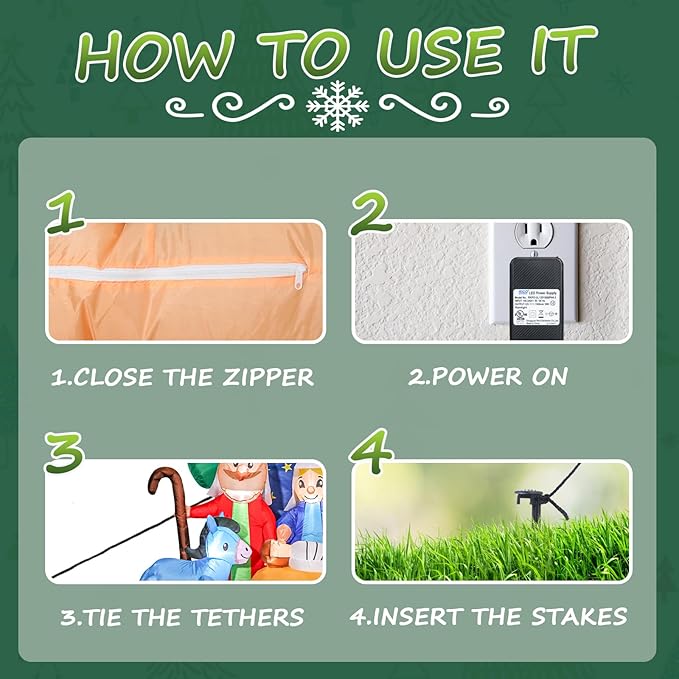 8 FT Christmas Inflatable Decorations Nativity, Outdoor Yard Decorations Built-in Bright LED Light Blow Up Christmas Decorations for Yard, Garden,Lawn Outdoor Holiday Yard Decorations