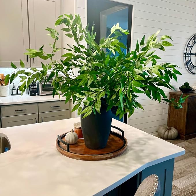 8Pcs Italian Ruscus Greenery Stems 26" Artificial Silk Greenery Leaves for DIY Wedding Arch Bouquet Filler Table Centerpieces Home Indoor Decor