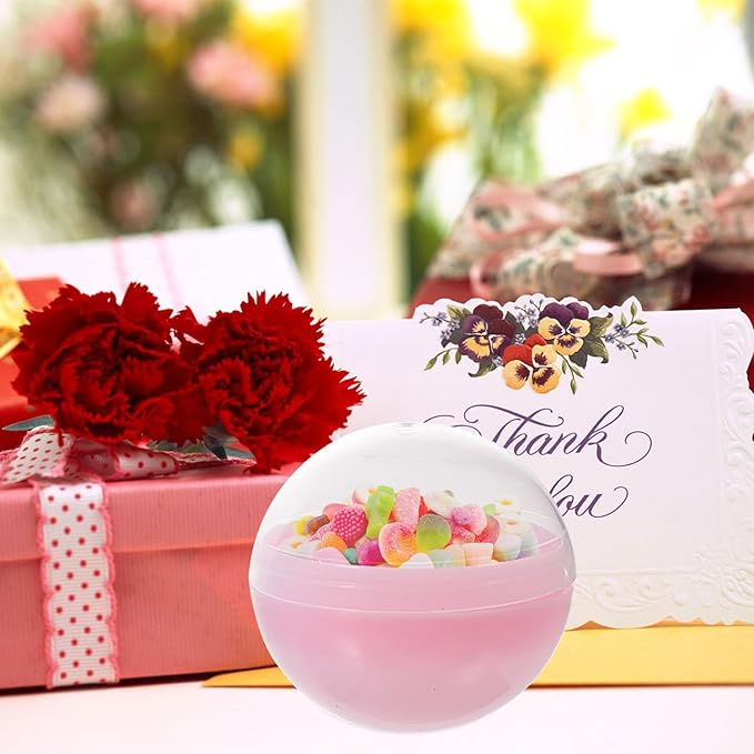 Toyvian 50pcs Gumball Vending Machine Capsules, 2 Inch Empty Round Plastic Containers, Clear-colored Toy Bulk Balls Supplies for Prize Easter Party Favor Surprise Stuffer Diy Craft(5 Colors)