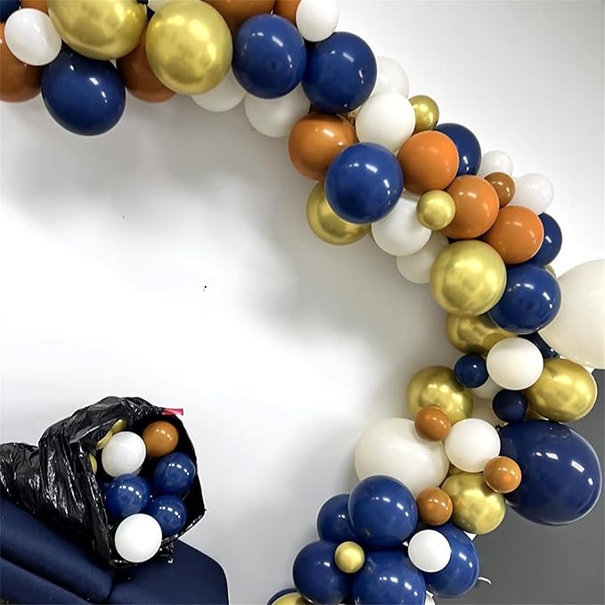 35pc Navy Blue & Orange Balloons Set, Navy, Orange, White, Metallic Gold, Boys, Men, Space, Birthday, Wedding, Party Decorations