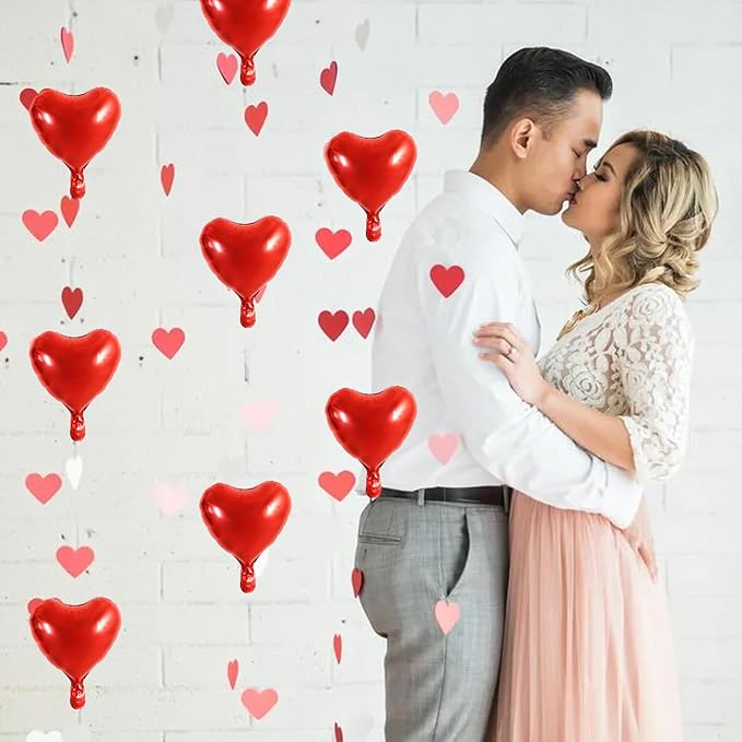 TONIFUL 30Pcs 10 Inch Red Heart Balloons Valentine’s Day Heart Shape Foil Mylar Balloons Decoration for Romantic Valentine's Day Wedding Bridal Shower Anniversary Engagement Party Supplies