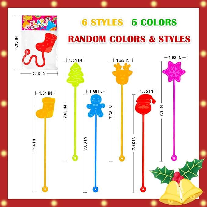 200 PCS Bulk Christmas Giveaways for Kids,Sticky Hands Toys Gifts for Toddlers,Christmas Party Favors Supplies Goody bag Stocking Stuffers for Boys Girls,School Classroom Daycare Prizes for Students