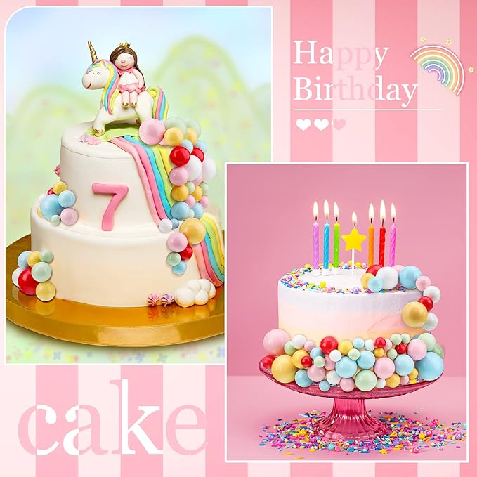 108 Pcs Balls Cake Topper DIY Cupcake Insert Foam Balloons for Cake Baking Wedding Anniversary Birthday Decoration(Pastel Colors,Multi Sizes)