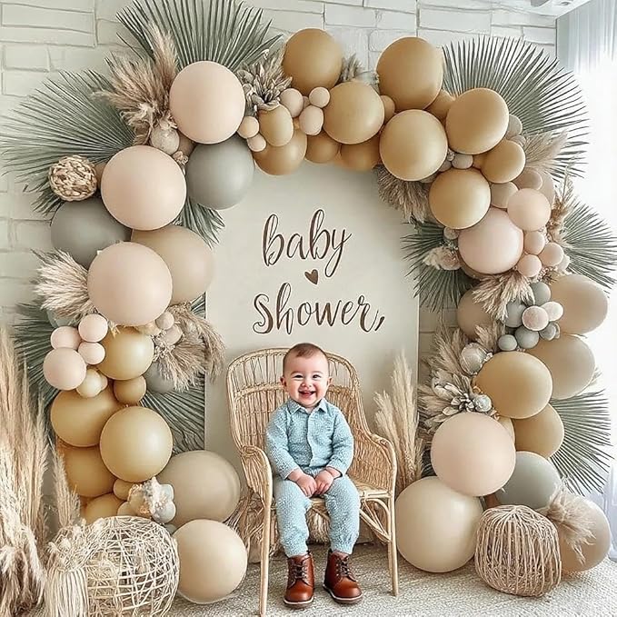Neutral Balloon Boho Nude Double Stuffed Beige Cream Tan Balloons Garland Blush Ivory White Sand Latex Arch Kit for Baby Shower Gender Reveal Bridal Shower Birthday Wedding Party Decorations