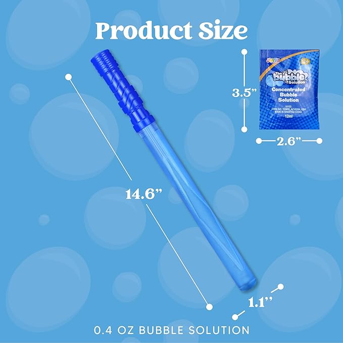 JOYIN 14.6’’ Big Bubble Wands for Kids, 1 Dozen Bubble Wand Bulk with Refill Solution for Summer Toy Party Favor, Outdoors Activity, Easter Basket Stuffers, Birthday Gift