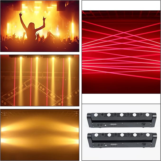 Moving Head Stage Wash Light Bar Party RGBW LED Beam Lights DMX 512 Strobe Light Rotation Stage Lighting Equipment for Events DJ KTV Disco Wedding Concert Festival (2pcs-5+4 Mixed bar Light)