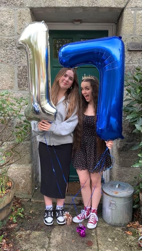 Digital Number 7 Night Blue Birthday Balloon 40 Inch, Foil Balloons for 7 17 27 70 77 Party Decorations Supplies, Night Blue Mylar Numbers Balloon for Seven Wedding Anniversary