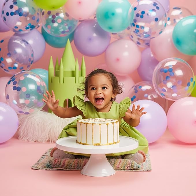 Monster Pink Balloon, 50 Pcs 12 Inches Metallic Purple Silver Confetti Balloon, Green Purple Teal Blue Pink Latex Balloons for Theme Birthday Baby Shower Party Decorations