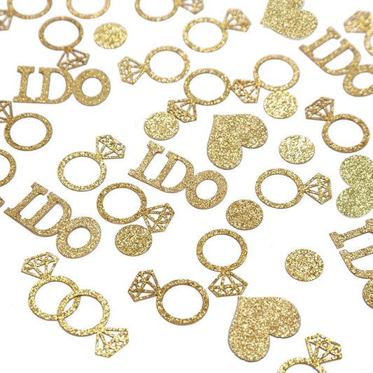 Wedding Confetti, Engagement Confetti for Wedding Shower Decorations, Bridal Shower Confetti for Bridal Shower Decorations, 160 PCS Glitter Gold I DO Confetti for Engagement Table Decorations