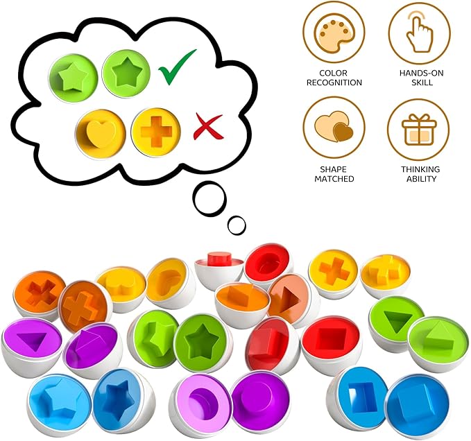 TEMI Toddler Chicken Easter Eggs - Color Matched Game Shape Sorter with 6 Toy Eggs for Kids 3-5, Fine Motor Skills Sensory Toys, Educational Gifts for 3-6 Girls Boys Baby