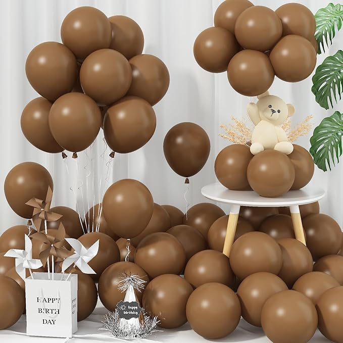Brown Balloons 5 Inch, 60Pcs Small Light Brown Balloon Coffee Chocolate Latex Balloons 5'' Mini Matte Tan Caramel Mocha Helium Balloons for Birthday Wedding Boho Baby Shower Party Decorations