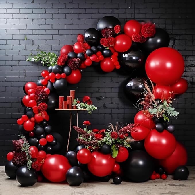 Double Stuffed Matte Black Balloons Different Sizes Latex Premium Black Balloon Arch Garland Kit for Birthday Graduation Wedding Baby Shower Halloween Party Decor