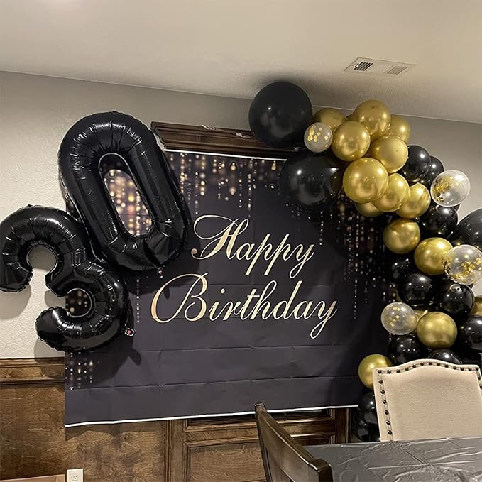 40 Inch Black Foil Balloon Number 1, Giant Self Inflating Number Balloons 0-9 Digital Helium Balloons Set for Girls Boys 1st Birthday Anniversary New Year's Eve Baby Shower Party Decorations Supplies