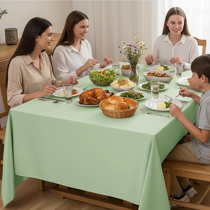 10-Pack Sage Green Tablecloths for Rectangle Tables, 60 x 120 Inches, Stain-Resistant Polyester Fabric for 6 Foot Tables - Washable Table Covers for Weddings, Birthday Parties, Events