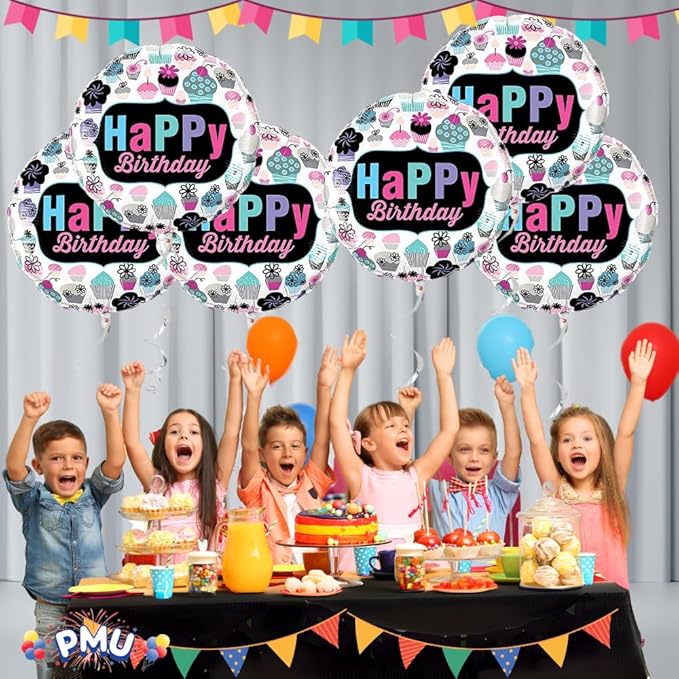 PMU Happy Birthday Cupcakes Emblem 18 Inch Mylar-Foil Balloon Pkg/1