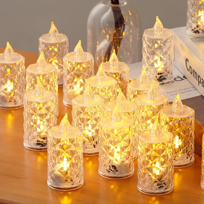 12-Pack Tea Lights Candles Battery Operated,Realistic Flicker & 200+ Hour Runtime - for Centerpieces, Weddings, Halloween, Christmas Decorations & Home Decor