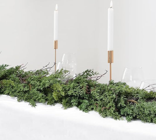 Christmas Pine Garland Greenery Decoration, Artificial Cedar Branches Cypress Garland for Holiday Fireplace Mantel Table Centerpiece