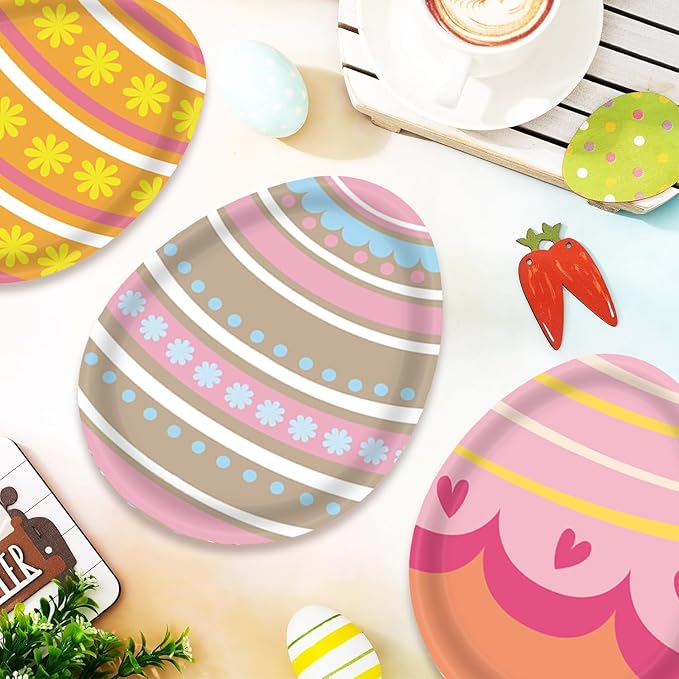 48Pcs Easter Supplies for 48 Guests - Easter Disposable Paper Plates Bunny for Kids Baby Shower Spring Table dinnerware Decorations