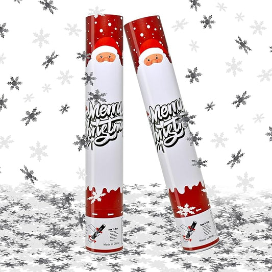 Party Poppers Snowflakes Confetti Cannon 2 Pack Confetti Popper for Christmas 12Inch Confetti Shooters Christmas Snowflakes Confetti Party Cannons Bulk for New Year Festival Holiday Celebrations