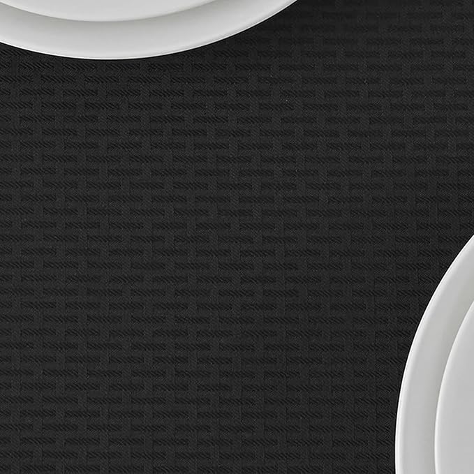 maxmill Tablecloth Weaved Texture Stain Resistant Waterproof, Wrinkle Resistant Washable Table Cloth, Fabric Table Cover for Dining Room, Indoor Outdoor Use, Rectangle 70 x 120 Inch, Black