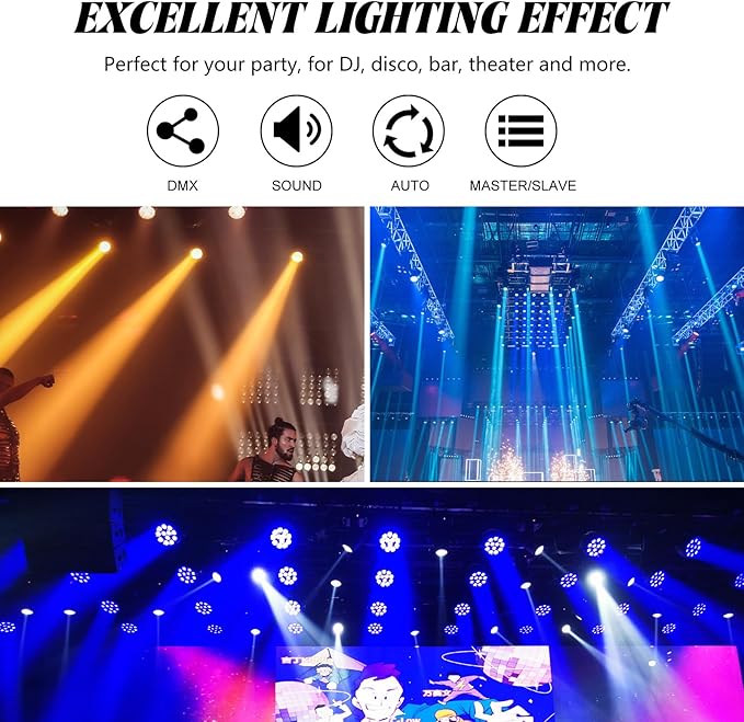 LED Par Lights 18x12W Outdoor Waterproof Stage Light RGBW 4-in-1 DMX Control for Events DJ Disco Festival Wedding Party Outdoor Stage Lighting 2 Pack