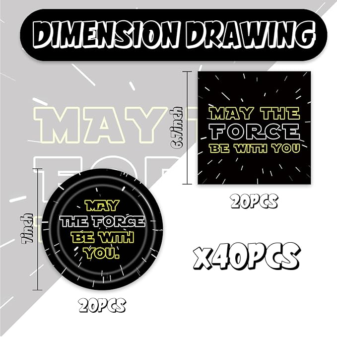 40Pcs Galaxy Birthday Party Decorations Star Plates and Napkins Baby Shower Party Supplies Set for 20 Guests