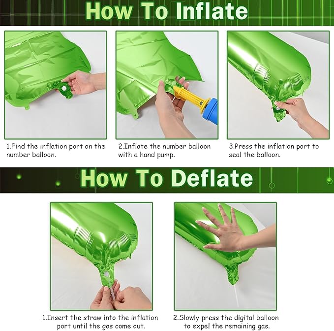 40 Inch Green Foil Balloon Number 8, Giant Self Inflating Number Balloons 0-9 for Men Women, Digital 8 Helium Balloons Set for Girls Boys 8th Jungle Birthday Anniversary Party Decorations Supplies