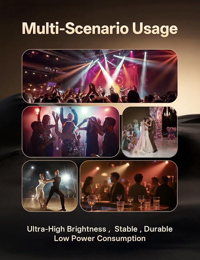 LED Par Lights 36 LED Stage Lights 7 Modes RGB DJ Lights with Sound Activated Remote and DMX Control DJ Uplighting for Birthday Party Events Wedding Christmas Stage Lighting (4 Packs)