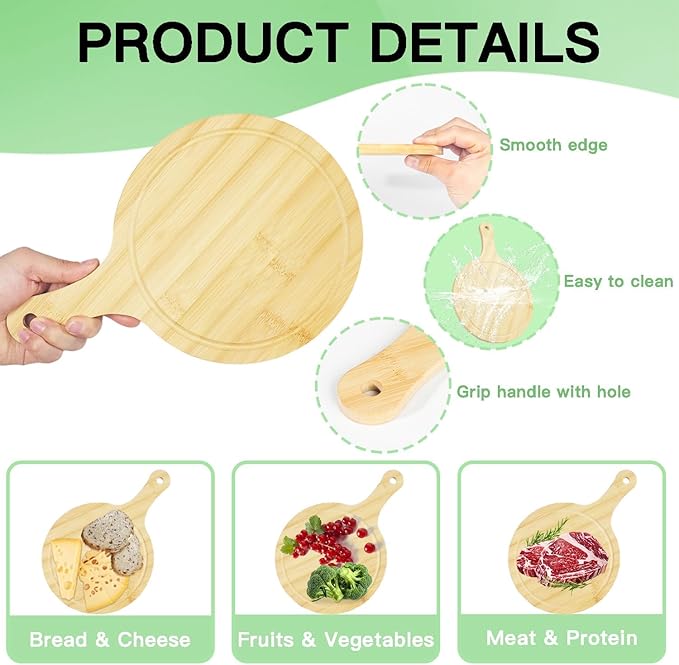 24 Set Bridal Shower Party Favors Round Wooden Cheese Board Gift Set with Box Knife Fork and Thank You Tag, Bamboo Charcuterie Board for Guests Wedding Bridal Baby Shower Housewarming Party Gifts