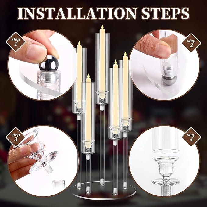 35inch 1pc Acrylic Candelabra Centerpieces for Tables 5 Arms Wedding centerpieces for Decorations