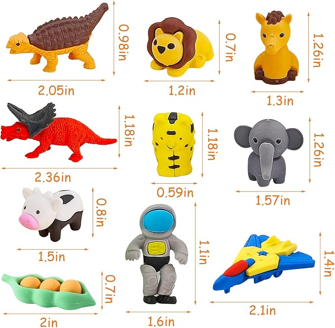 150Pcs Animal Erasers Kids Desk Pets Pencil Erasers 3D Puzzle Bulk Mini Animal Food Eraser Toys Fun Cute Eraser for Classroom Rewards, Game Prizes, Treasure Box, Easter Egg Fillers