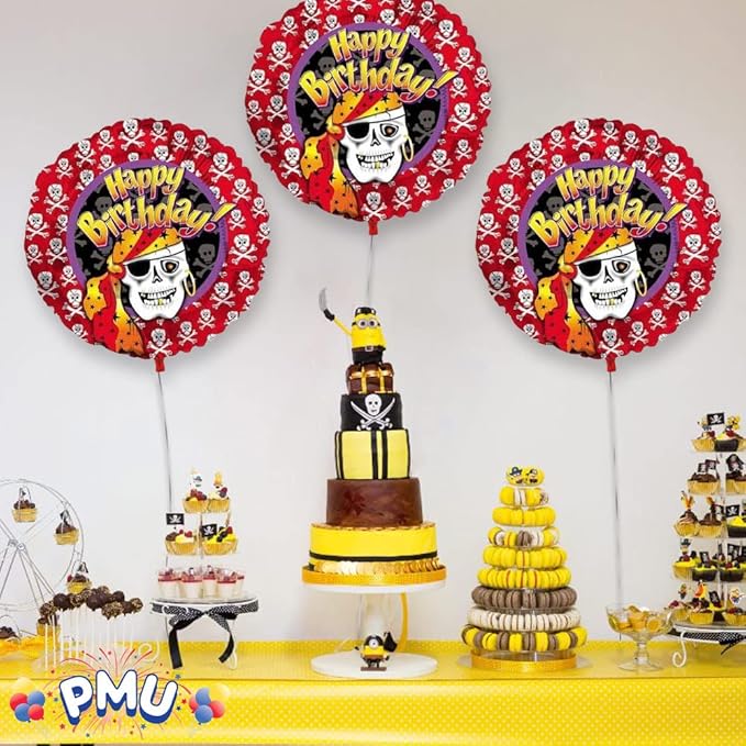 PMU Happy Birthday Pirate Skeleton 18 Inch Mylar-Foil Balloon Pkg/25