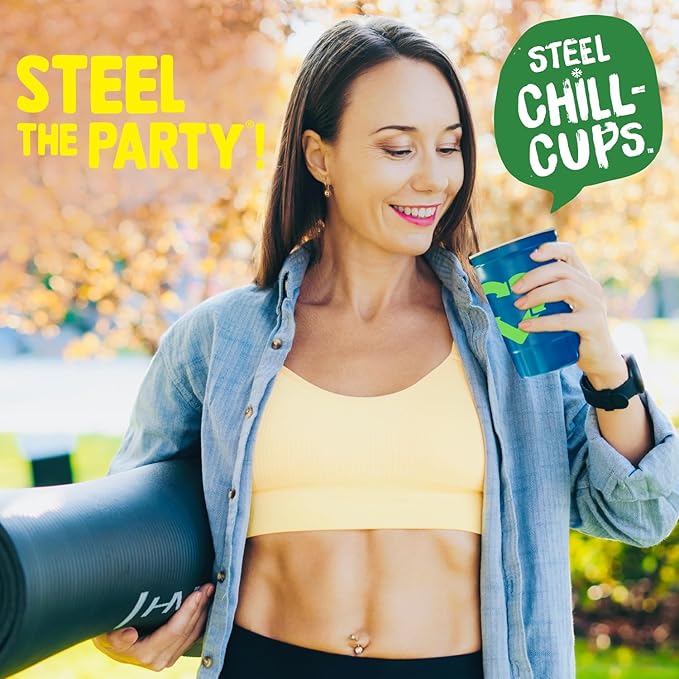 16 oz. Party Cup Earth Day 'Love' Planet Recycle Design for Cold Drinks, Durable, Disposable, Recyclable, Made in USA, Blue 12 Count