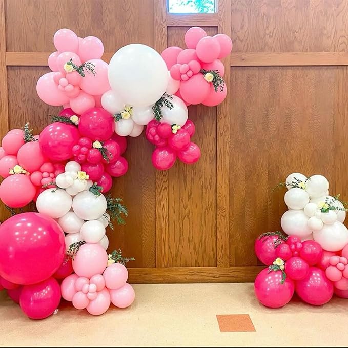 Pink and White Balloons, 60 PCS 12 Inch Hot Baby Pink Pearl White Latex Balloons for Valentines Day Girls Women Princess Birthday Party Baby Shower Bridal Shower Wedding Party Decorations