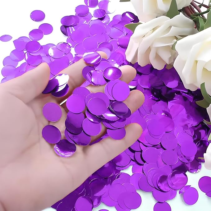 Purple Metallic Foil Confetti 8000 Pcs Shiny Round Table Confetti for Fill Balloon Wedding Graduation Party Decorations,60g of pack