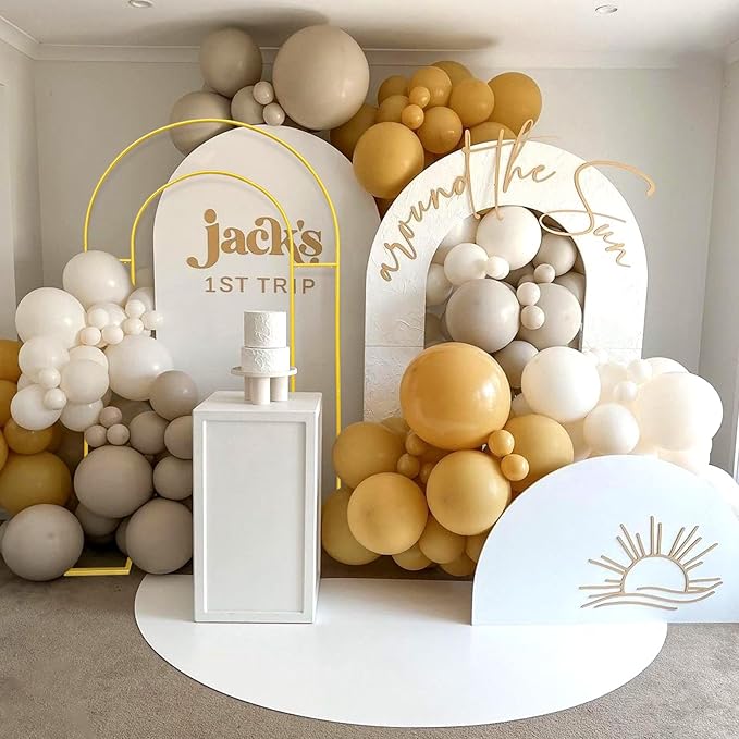 7.2FT Gold Double Arch Backdrop Stand, U-Shaped Metal Wedding Arch Frame with Open Back Design for Ceremony Baby Shower Birthday Party Garden Photo Backdrops Decorations