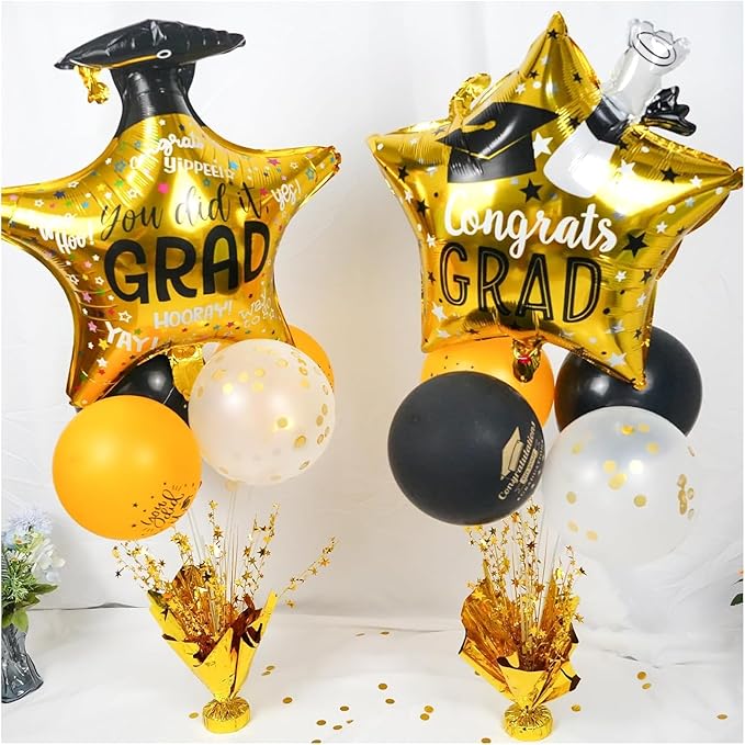 6 Pack Metallic Foil Spray Centerpiece Star Table Decoration Burst Table Centerpieces for Birthday New Years Nye Wedding Anniversary Graduation Holiday Party Supplies Decor, Gold