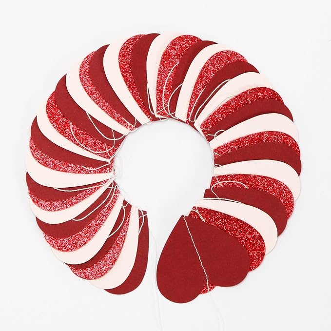 Party Decorations Pink-Red Heart-Garland - 52ft Burgundy Proposal Special Night Galentines Hanging Streamers Banner,Girl Romantic Wedding Anniversary Baby Bridal Shower Engagement Decor