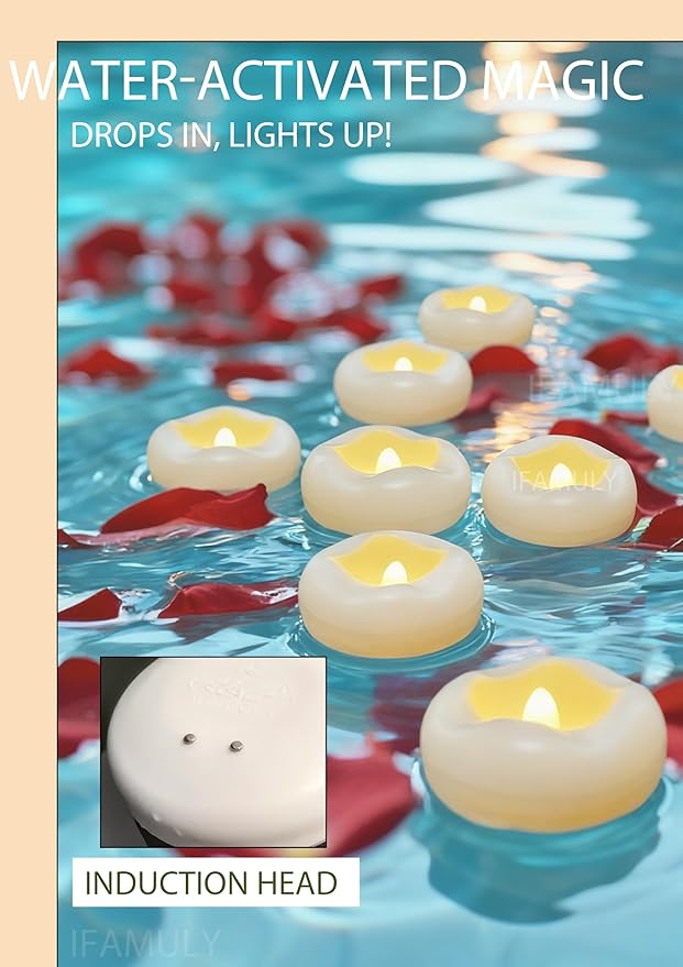 Floating Candles, 36 Packs 2.3 Inch Flameless LED Candle, 160+ Hour Battery Operated Waterproof Tealights for Wedding Centerpieces Marriage Proposals Pool Party Cylinder Vases Spa Christmas New Year