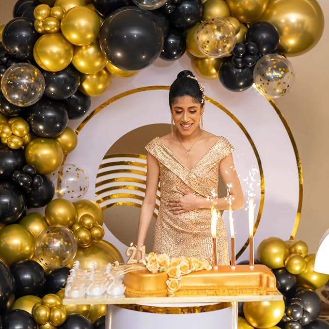 Gold Balloons 12 Inch, 50Pcs Metallic Gold Balloons Chrome Gold Metallic Balloon Golden Shiny Matte Gold Latex Balloons for Birthday Graduation Anniversary Baby Shower Wedding Party Decorations