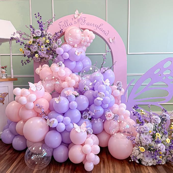 Pink and Purple Balloons, 60 PCS 12 Inch Metallic Purple and Pink Latex Balloons for Girls Princess Birthday Baby Shower Wedding Party Decorations
