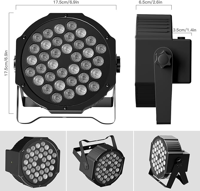 Rechargeable Stage Par Lights U`King RGB 36 LED Battery Powered Par Wireless Uplights with DMX and Remote Control Uplighting Light for DJ Disco Events Wedding Birthday Party Indoor Live Show Bar