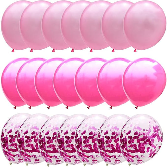 Confetti Balloons Hot Pink - Metallic Dark Pink Balloons for Girls Birthday Fushia Bridal Baby Shower Party Decorations 12inch 50Packs