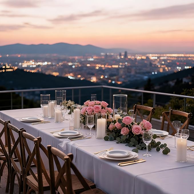 24 Pcs Glass Hurricane Candle Holders Set - White Pillar Candles with Clear Glass Cylinder Vases (12 Candles + 12 Vases) for Wedding, Dating, Party, Table Centerpiece Decor