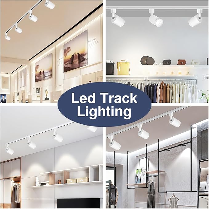 10W LED White Track Lighting Heads, H Type Track Lighting Rail Ceiling Spotlight for Accent Task Wall Art Exhibition Lighting, and Wall Art Display Illumination 3000K-5700K, CRI90+ (6-Pack