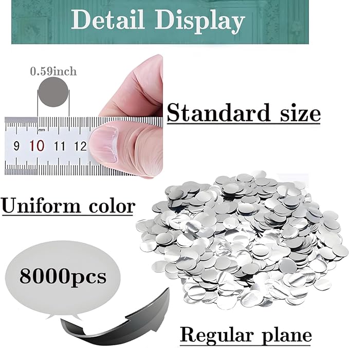 Silver Metallic Foil Confetti 8000 Pcs Shiny Round Table Confetti for Fill Balloon Wedding Graduation Party Decorations,60g of pack