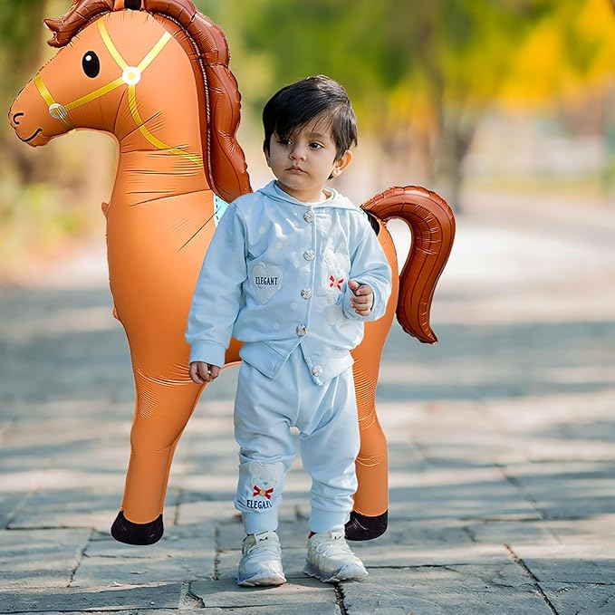 58" Jumbo Standing Animal Horse Foil Balloon,3D Noble Inflatable Horse Party Decoration,Western Cowboy Themed Equestrian competition performance Birthday Party Supplies (Brown)