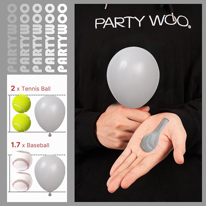 PartyWoo Gray Balloons 50 pcs 5 Inch Small Mini Matte Grey Latex Balloons for Baby Shower Gender Reveal Graduation Woodland Wedding Anniversary Elephant Birthday Party Decorations Gray-Y71